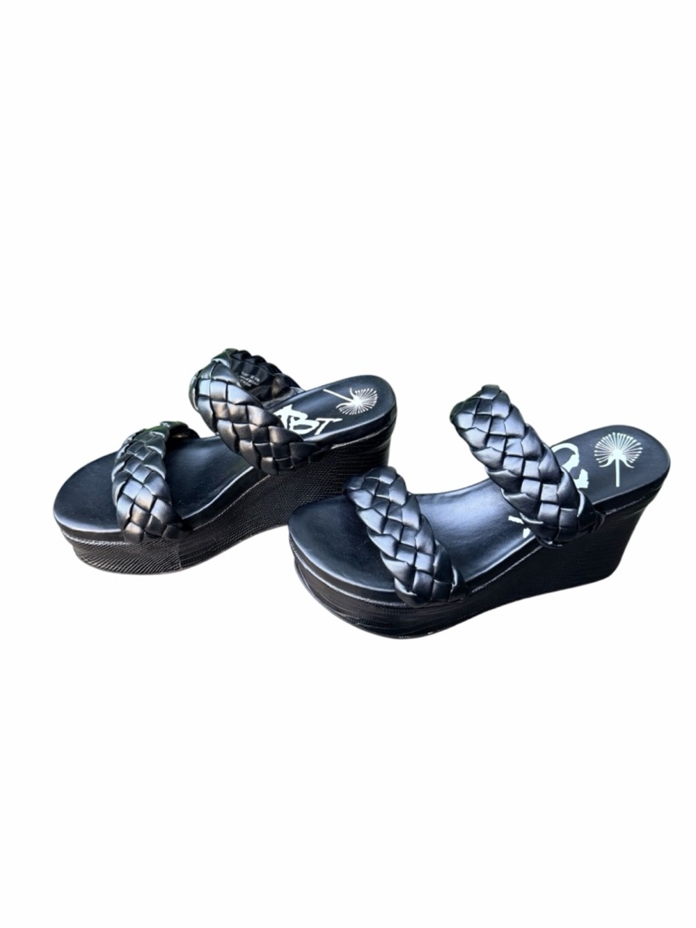 OTBT Woman’s Fluent Braided Platform Wedge Sandals in Black Size 7 1/2